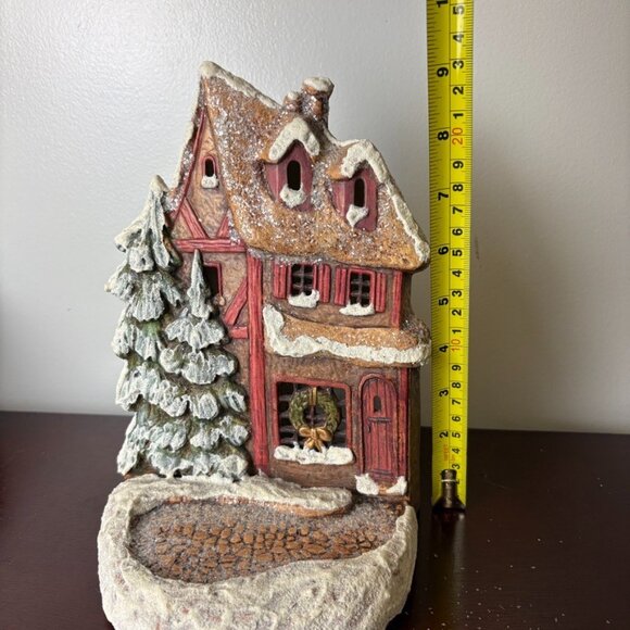 Craft Fair 1990's Vintage Holiday House Unique 9" Votive Holder Flat Profile - Picture 7 of 11